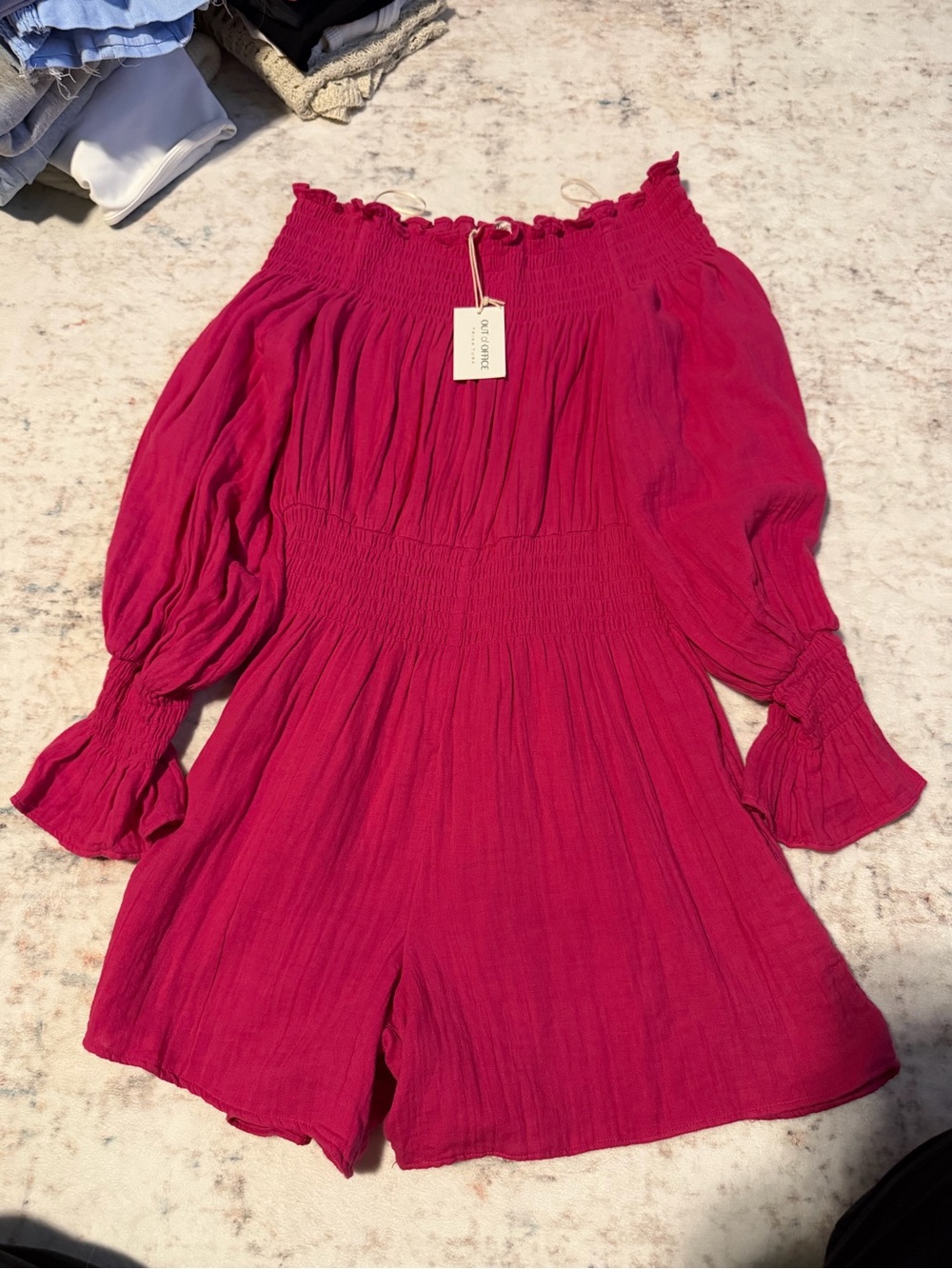 Trina Turk Fuchsia Off-Shoulder Women’s Romper